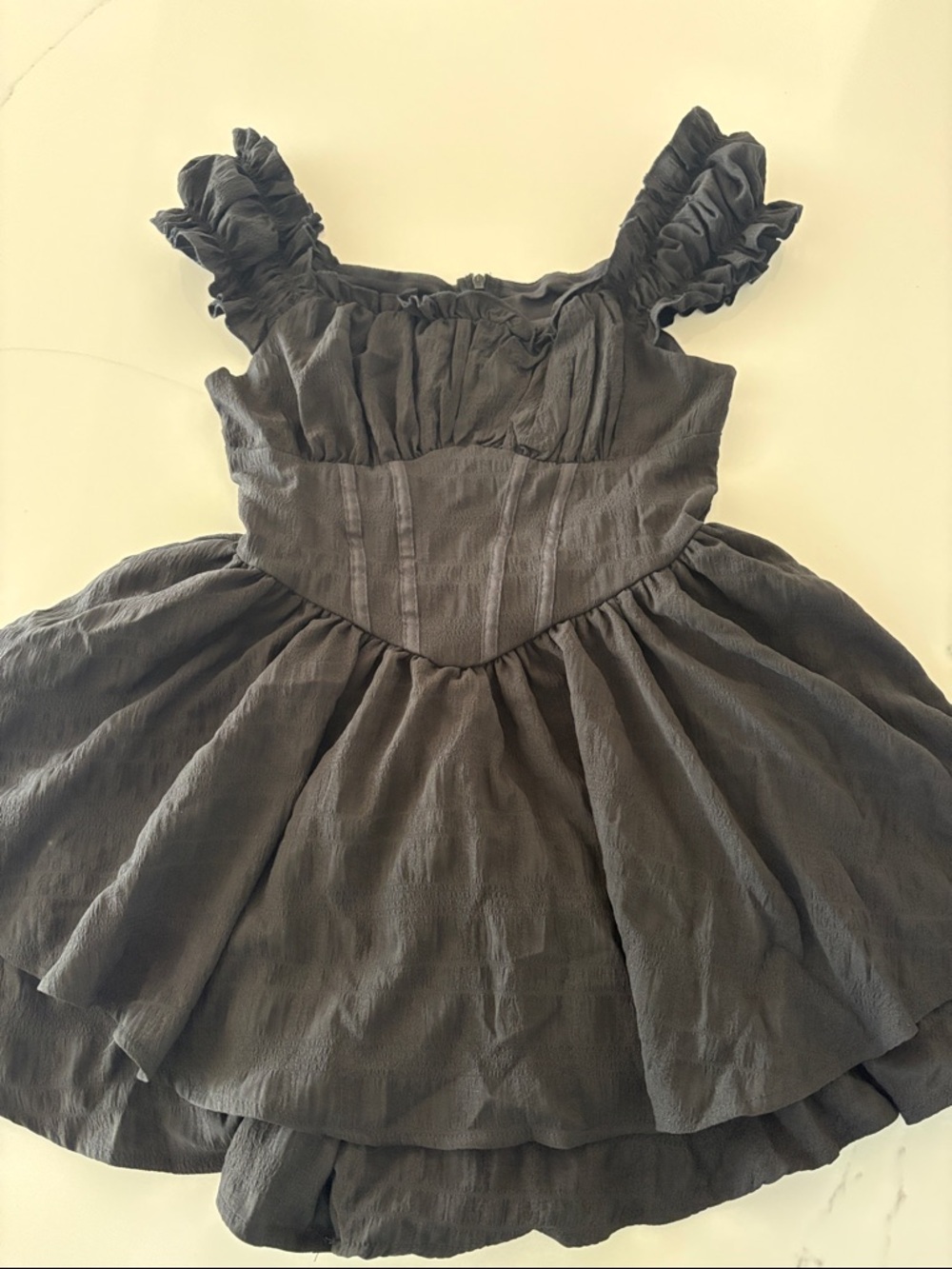 Black Ruffled Tiered Dress with shorts under